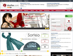 Screenshot of a fashion website with a black and white banner a tattooed woman with bangs a red butterfly and navigation tabs Main content highlights a giveaway for two blue scarves and a user login section on the right
