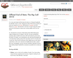 Screenshot of a blog post on the GiGnest Fayetteville website titled Official End of Beta The Big Call The page features a sidebar navigation links and a call to sign up or log in Text and images are visible throughout