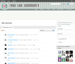 A website page titled food talk community shows a member login area a list of recent site activities with user avatars and a sidebar with recently active member avatars