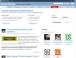Screenshot of a social network website called Switch Stories featuring stories forums groups and member login The main section highlights lifestyle guides and social networking options Groups and featured stories appear on the right