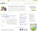Screenshot of the Wildlife Fans website homepage featuring blog posts user info navigation menus a join button recent activity and a section for useful feeds on a white and green themed layout