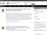 Screenshot of a Wordlab webpage featuring a blog post titled Student body election slogans student council elections and school slogans The right sidebar contains login options and a search bar