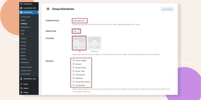 Configure the group directories section