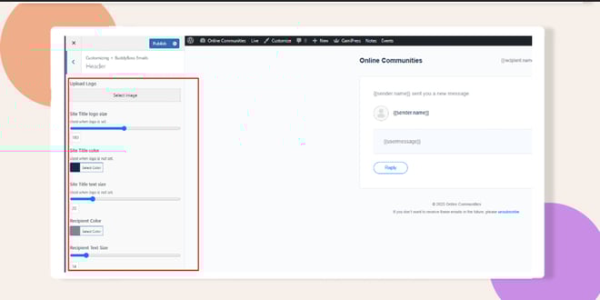 image | BuddyBoss Options to customize the email header highlighted