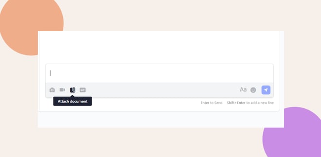 This screenshot shows where you can attach a document in a private message