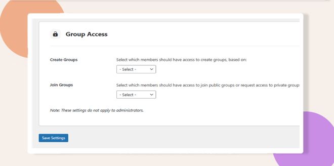This screenshots shows where to configure the join group section