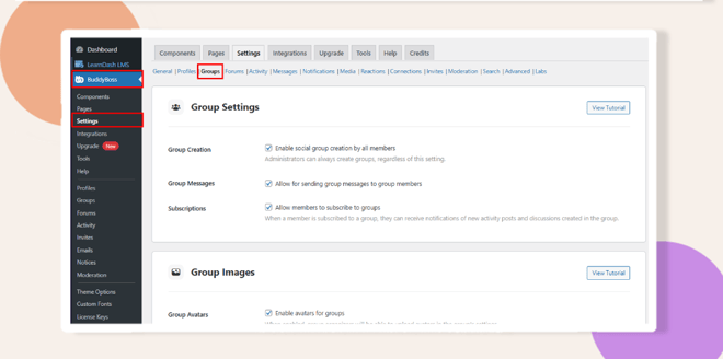 This screenshots shows where to setup the Group Access Settings