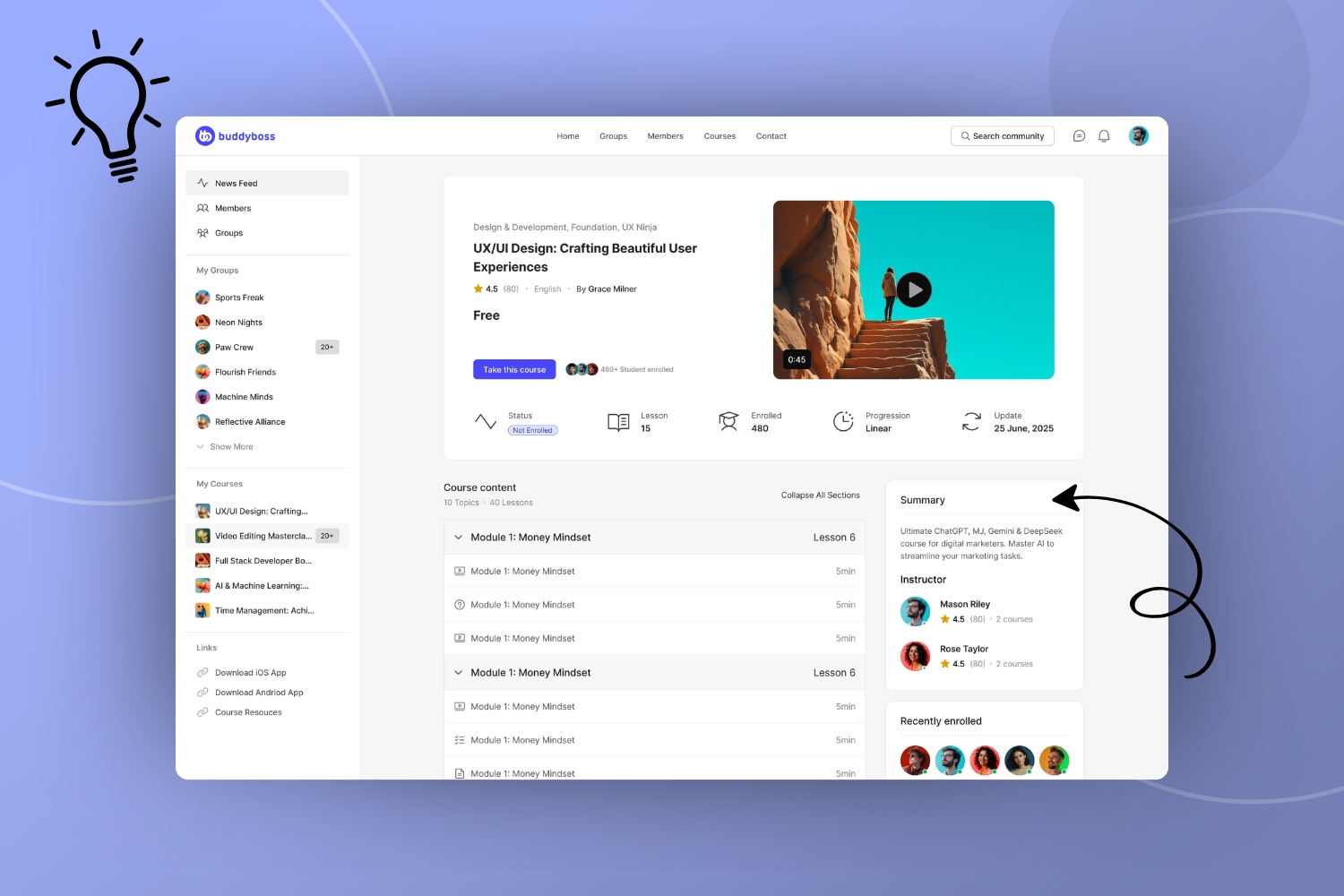 Ready Launch Hero 2 Courses | BuddyBoss