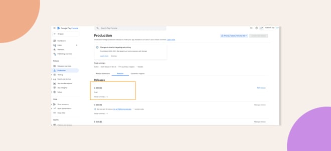 image | BuddyBoss This screenshot shows where to create a new release draft in Google Console
