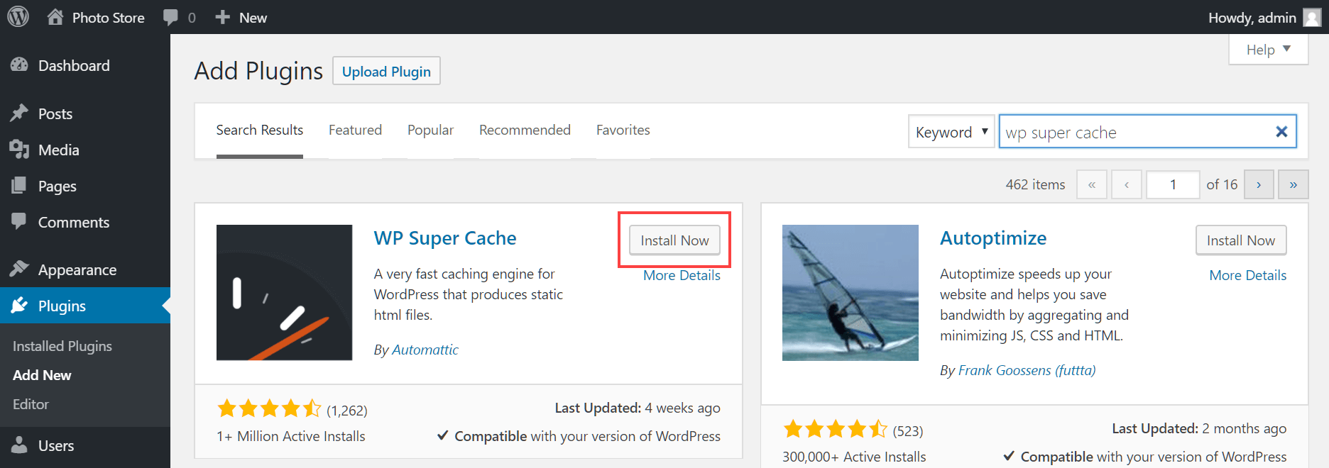 WP Super Cache plugin