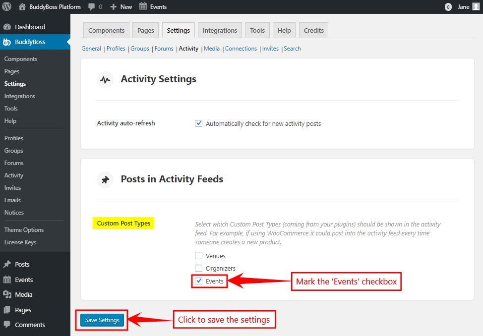 Activity Feeds setting for BuddyBoss Platform