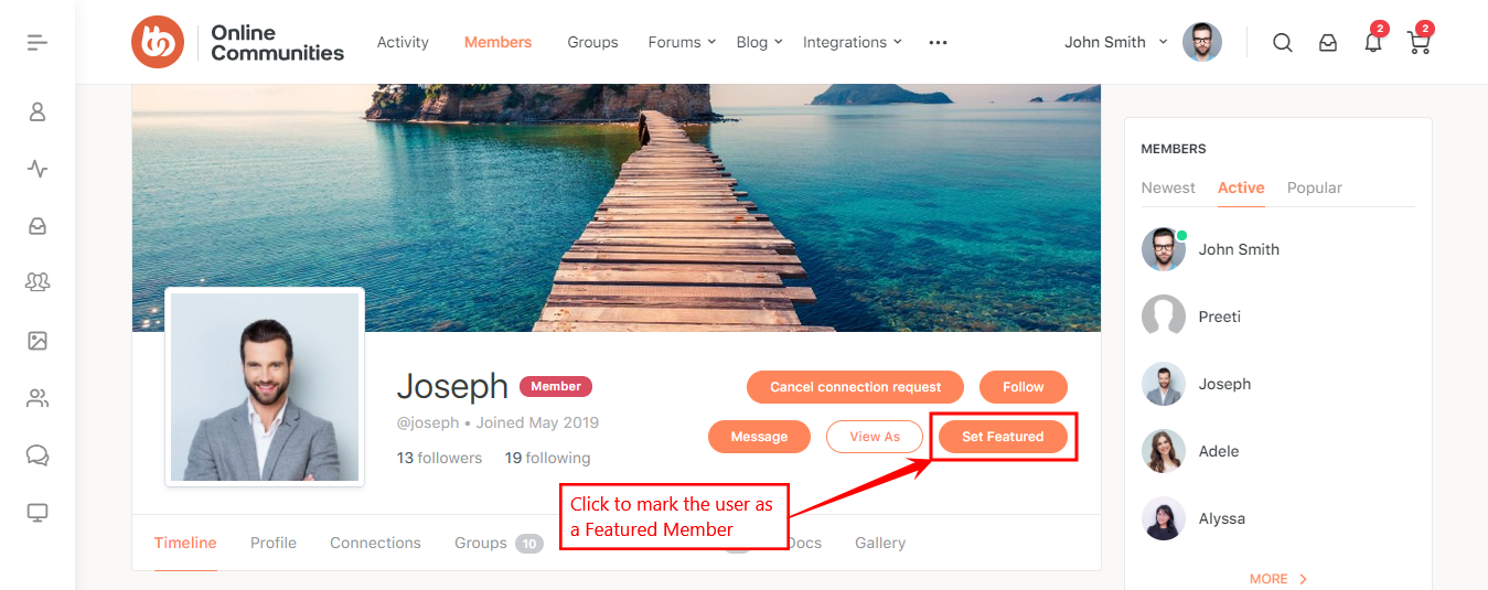 BuddyPress Featured Members - Setting a user as a featured member