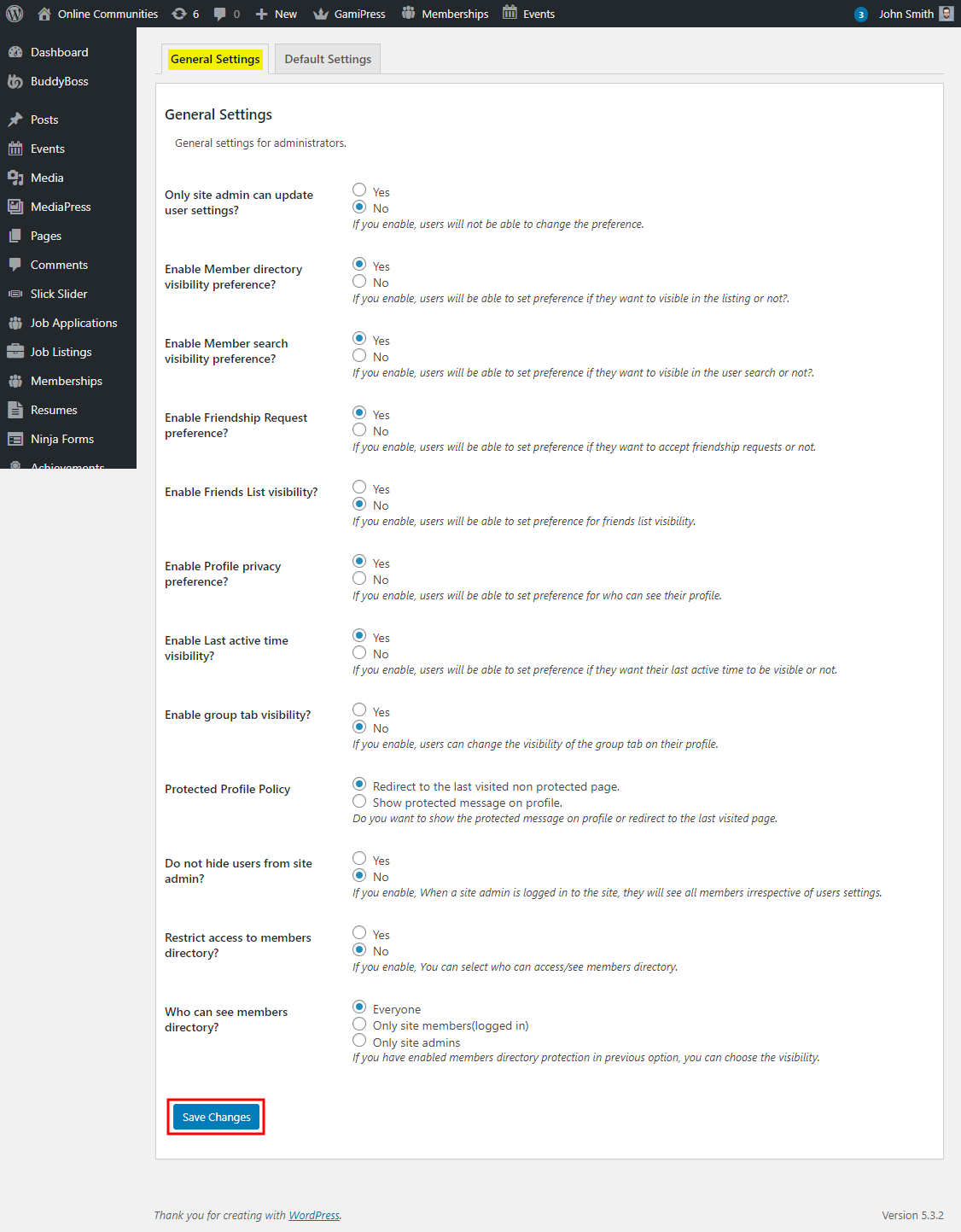 BuddyPress Profile Visibility Manager - Setting up the plugin