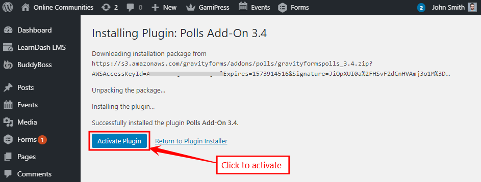 Gravity Forms Add-ons - Polls Add-on - Activate