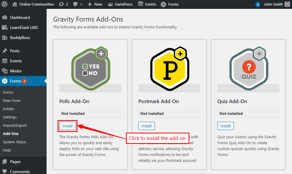 Gravity Forms Add-ons - Polls Add-on Install