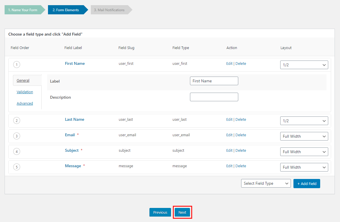 BuddyForms - Editing the form