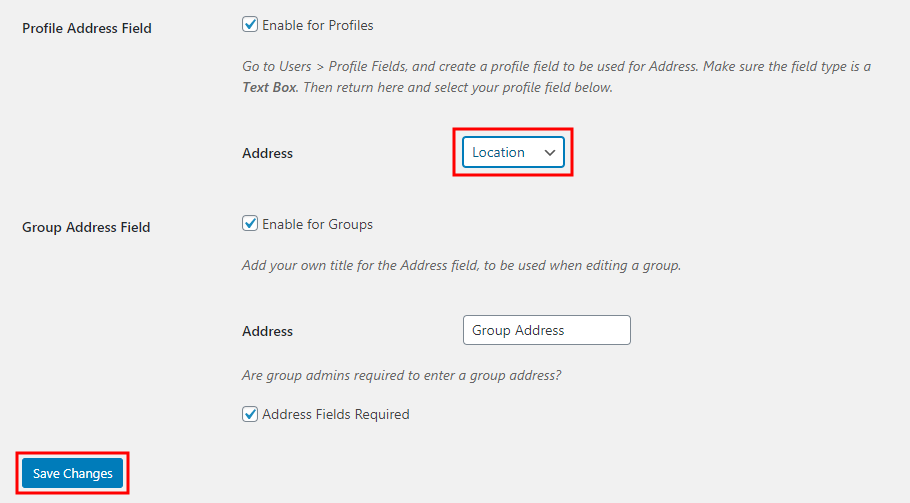 Location Autocomplete for BuddyPress - Setting up the profile fields