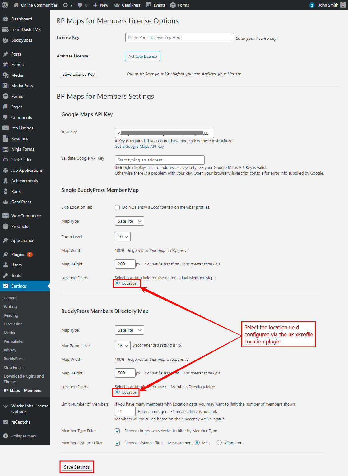 BP Maps for Members - Setting up the plugin