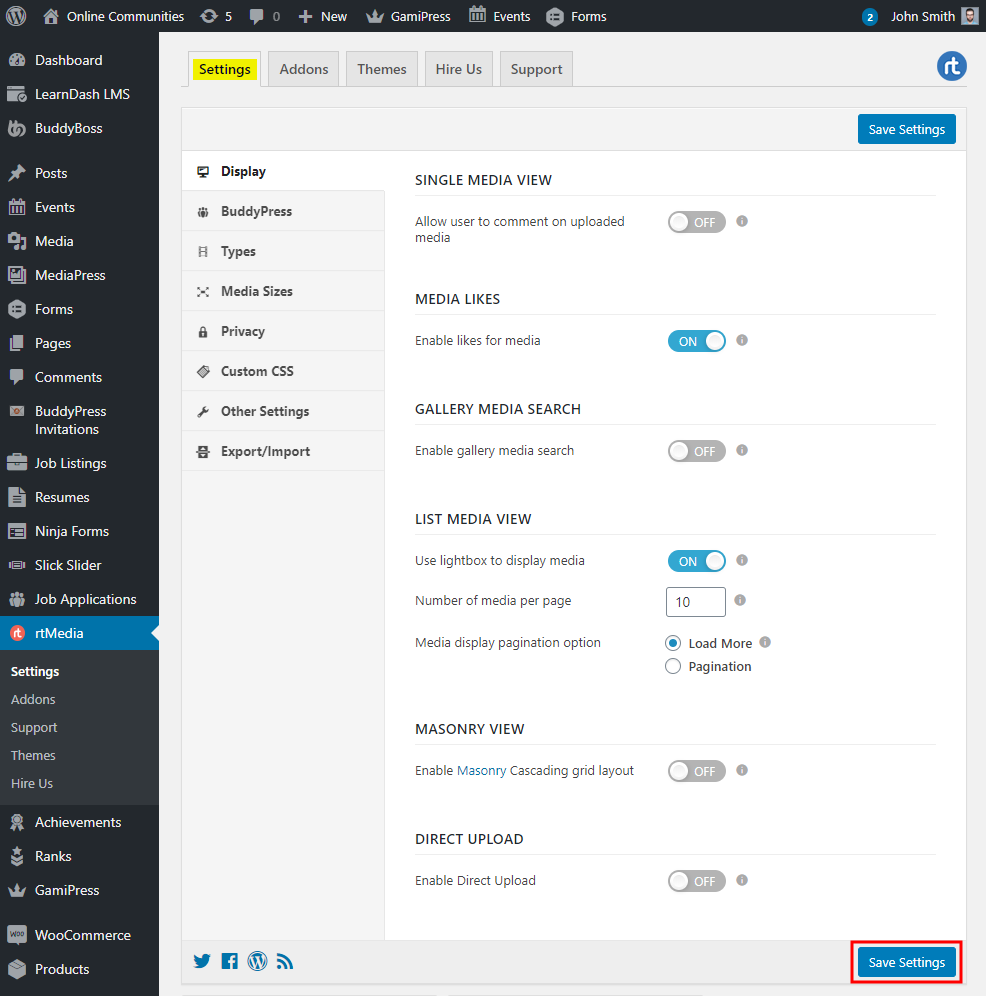 rtMedia for WordPress BuddyPress and bbPress -  Setting up the plugin