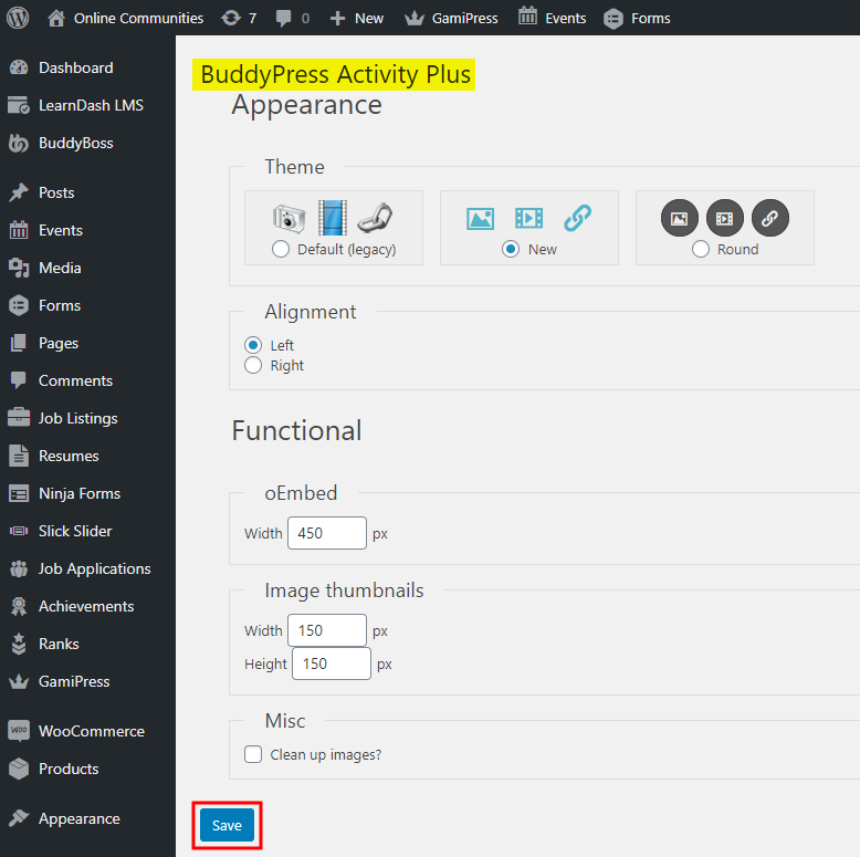 Activity Plus Reloaded for BuddyPress - Setting up the plugin