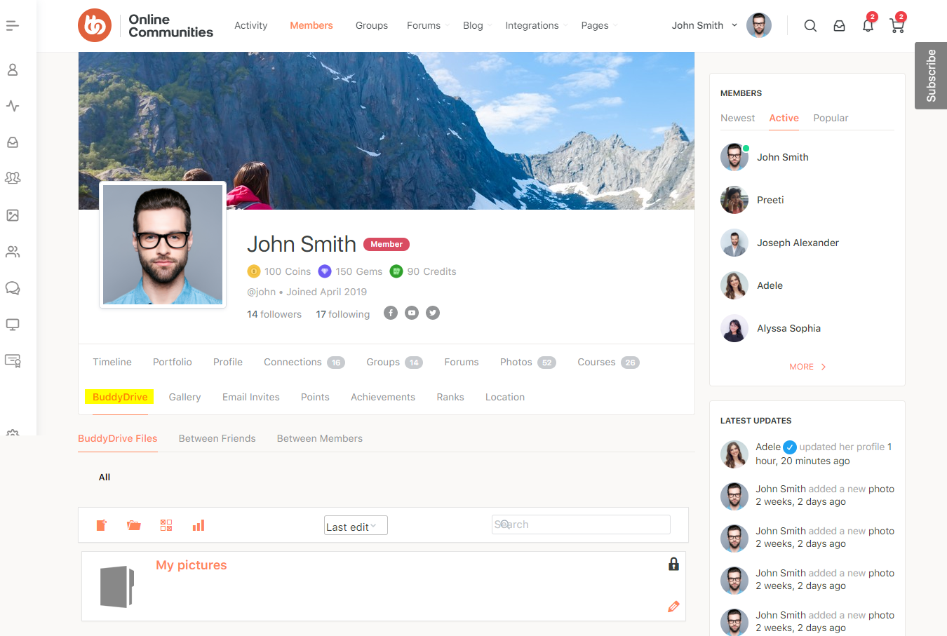 BuddyDrive - BuddyDrive preview on a user's profile