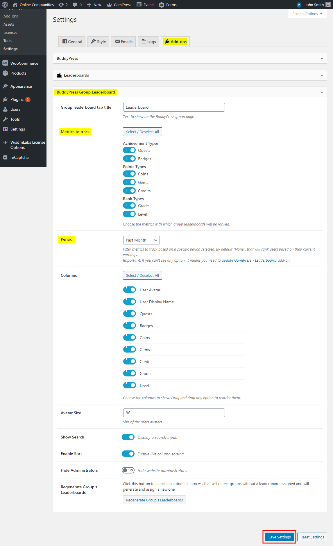 BuddyPress Group Leaderboard - Setting up the plugin