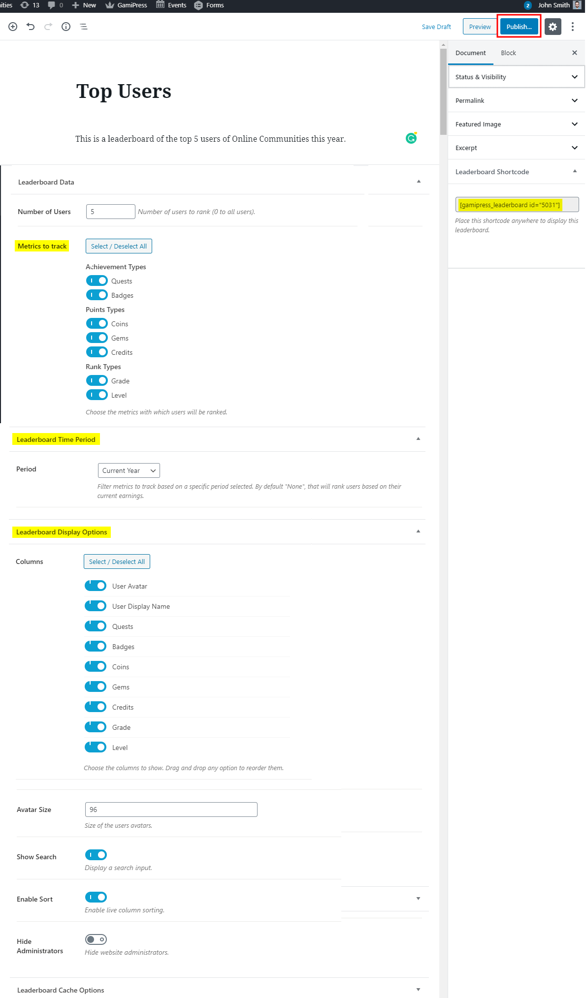 Leaderboards - Creating a new leaderboard