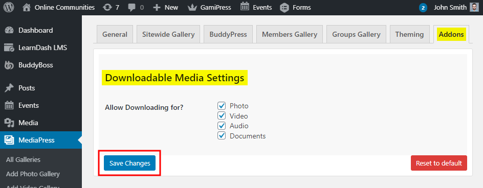 MediaPress Downloadable Media - Setting up the plugin