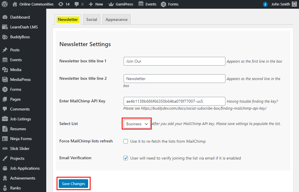 Social Subscribe Box - Setting up the plugin