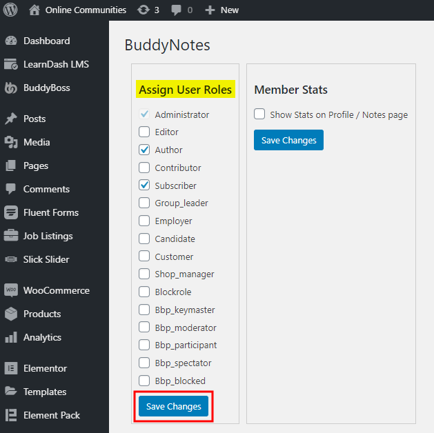 BuddyNotes - Setting up the plugin