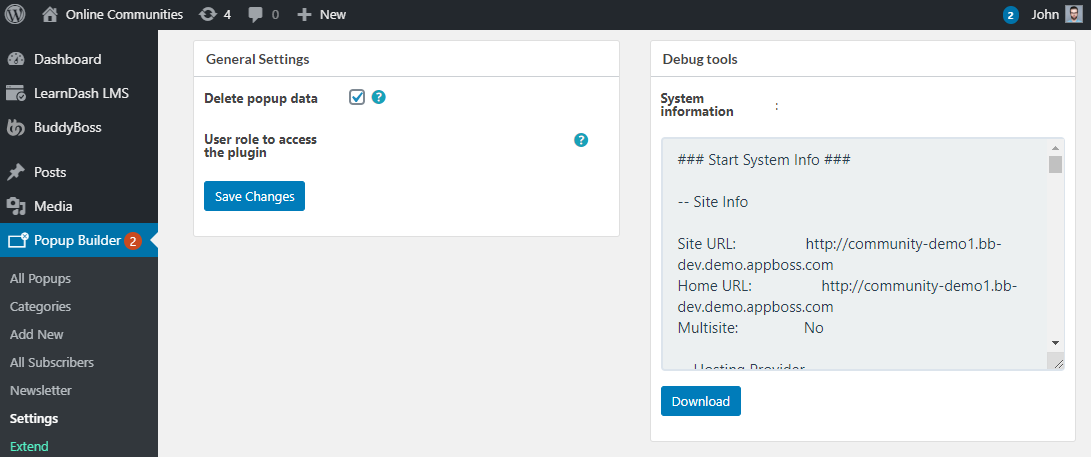 Popup Builder - Setting up the plugin