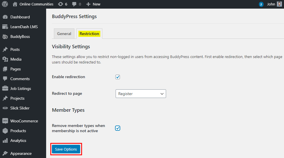 Restrict Content Pro - BuddyPress - Setting up the plugin