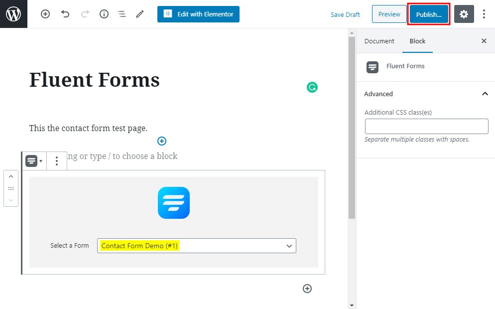 WP Fluent Forms - Adding the form to a page