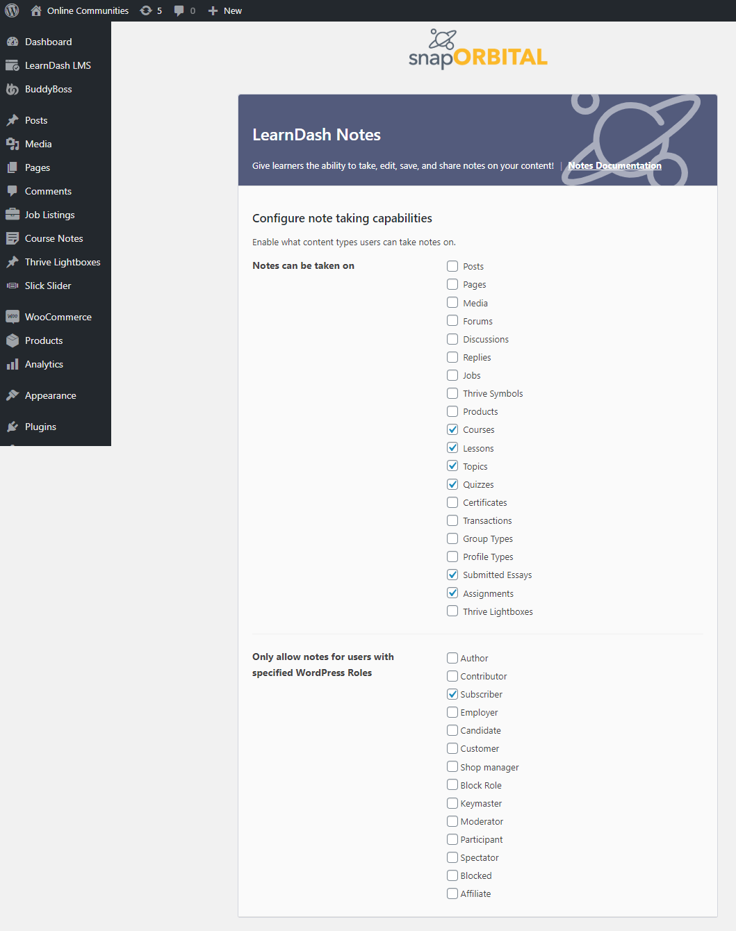 LearnDash Notes -Setting up the plugin