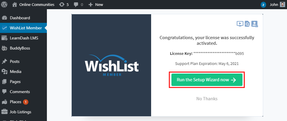 WishList Member - Setting up the plugin