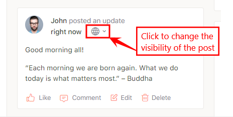 Activity Privacy - Privacy button on posts