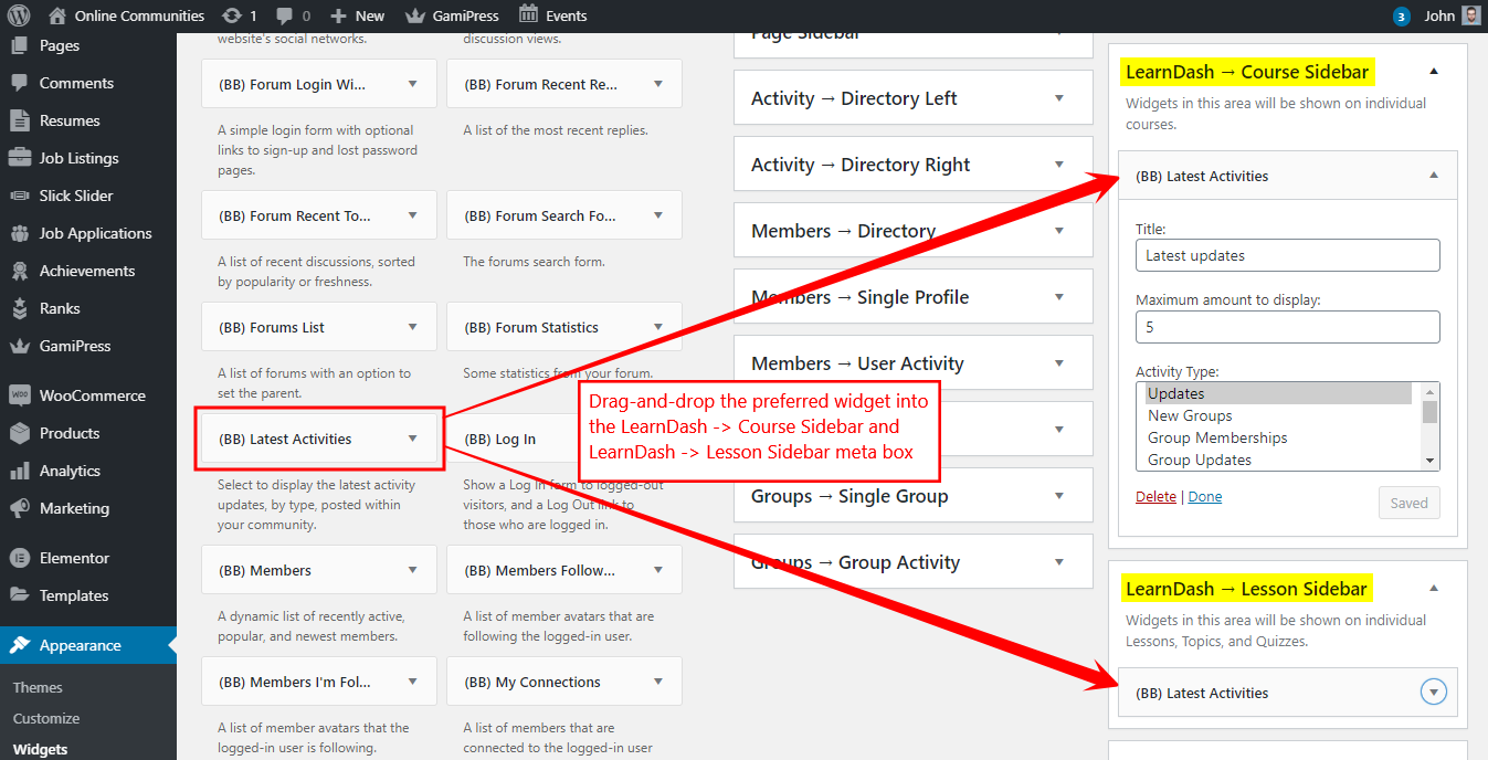 Course Sidebar Widgets - Adding widgets to the LearnDash Course and Lesson sidebar