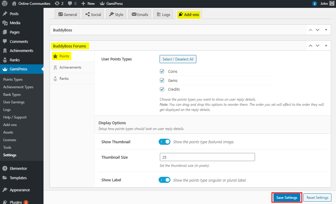 GamiPress + BuddyBoss Integration - Display Points on BuddyBoss forums