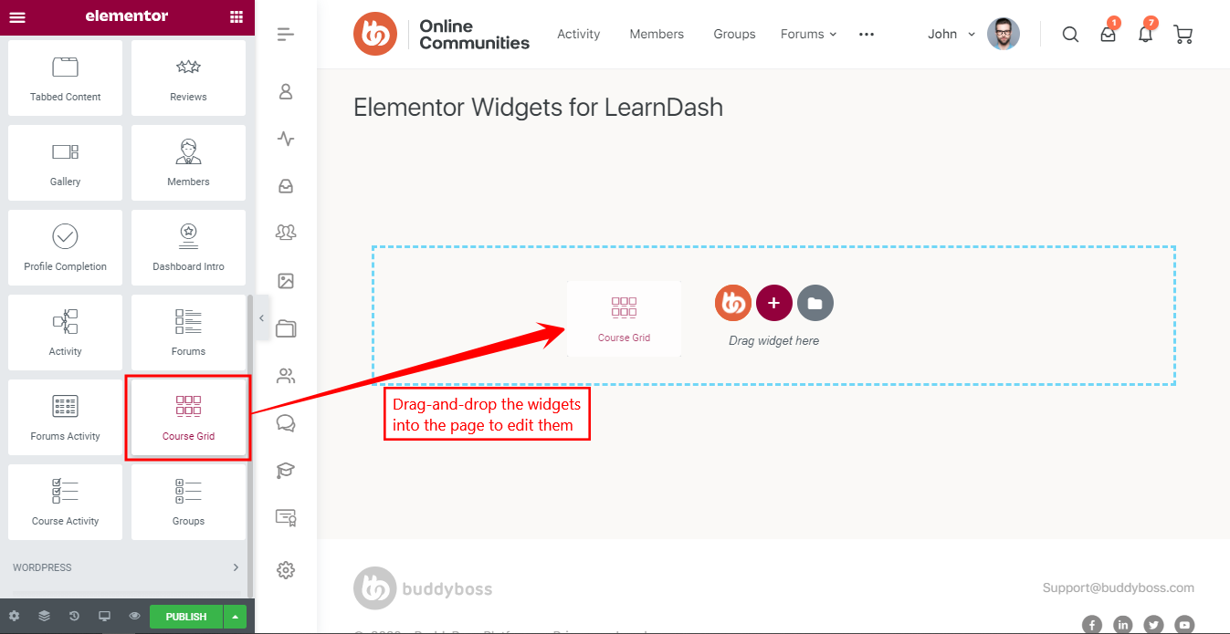 Elementor Widgets for LearnDash - Drag-and-drop course grid widget