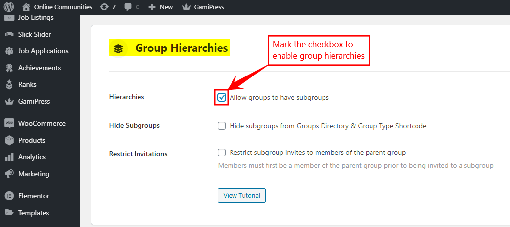 Group Hierarchies - Enabling Group Hierarchies