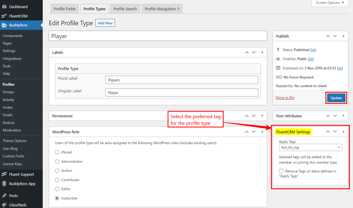 Contact segmenting based on profile type