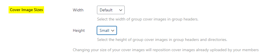 Customizing the group cover image sizes