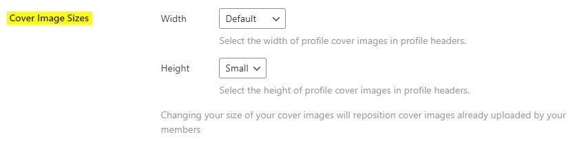 Customizing the cover image sizes