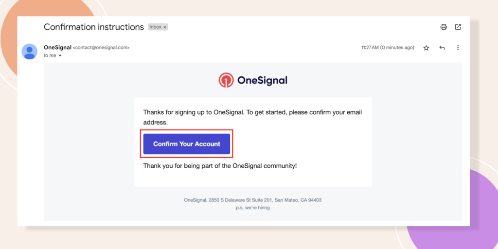 Confirm Your OneSignal Account