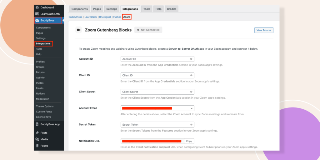 create a Server-to-Server OAuth app for Zoom Gutenberg Blocks