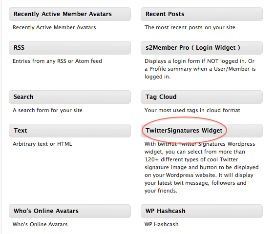Twitter Signatures Widget