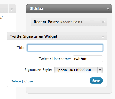 Twitter Signatures Widget