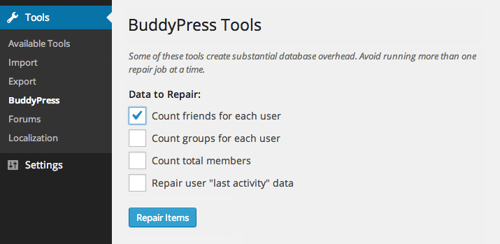 Repair BuddyPress