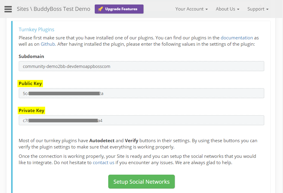 Social Login - Setting up the website in OneAll step 3
