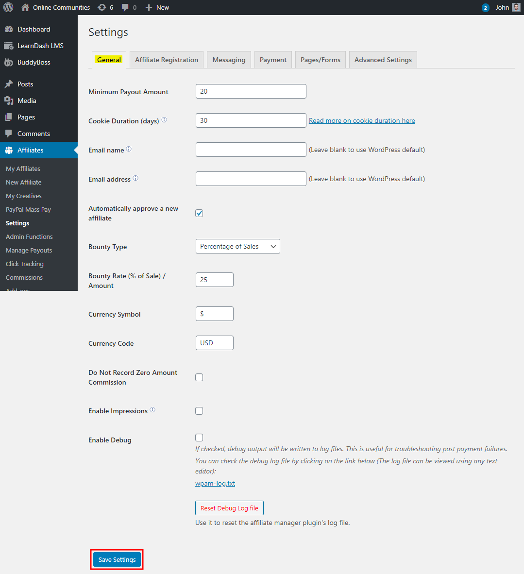 WP Affiliate Manager - Setting up the plugin